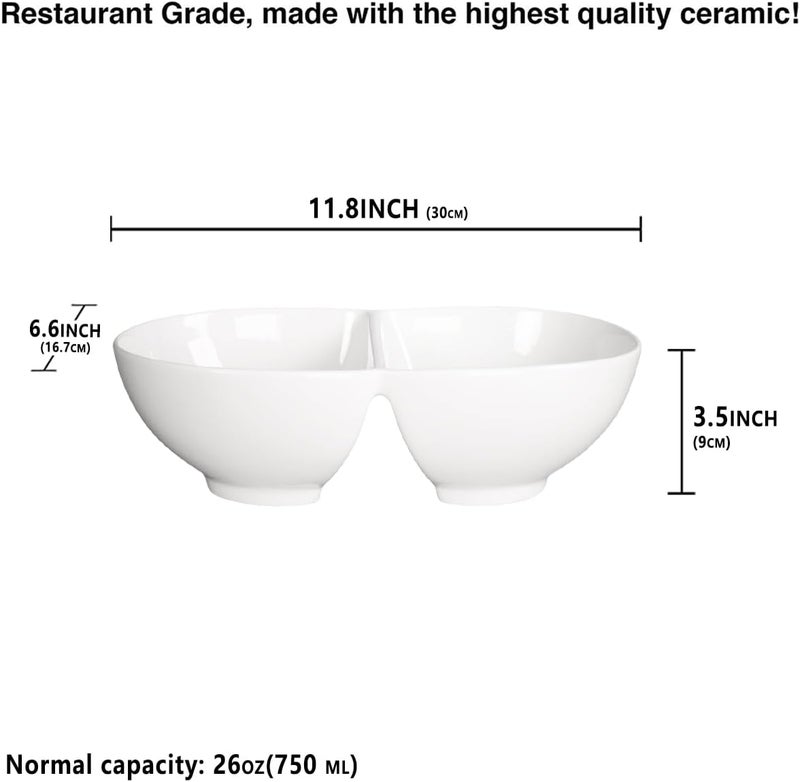 Creativity Home Creative Home Chip and Dip Bowl Set, Ceramic Divider Bowl, Plate, 1.55-Quart Moisture-Proof Cereal Bowl, Buffet Serving Set, Dishwasher, Microwave, Oven Safe, 11.8 Inch - Image 2